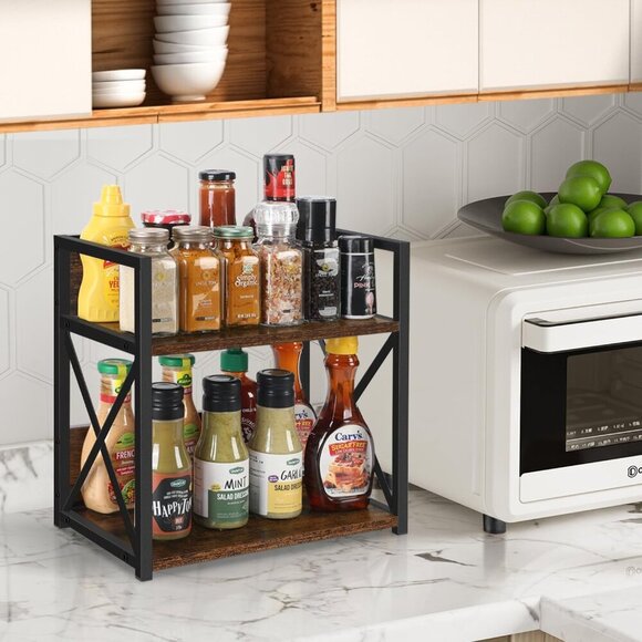 Coffee Bar Accessories Organizer, Spice Rack Organizer, Kitchen Counter Shelf - Picture 3 of 7